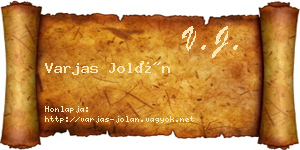 Varjas Jolán névjegykártya