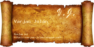 Varjas Jolán névjegykártya